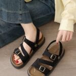 sandale femme zigzag noir